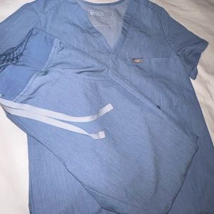 Figs heathered indigo set, size XS